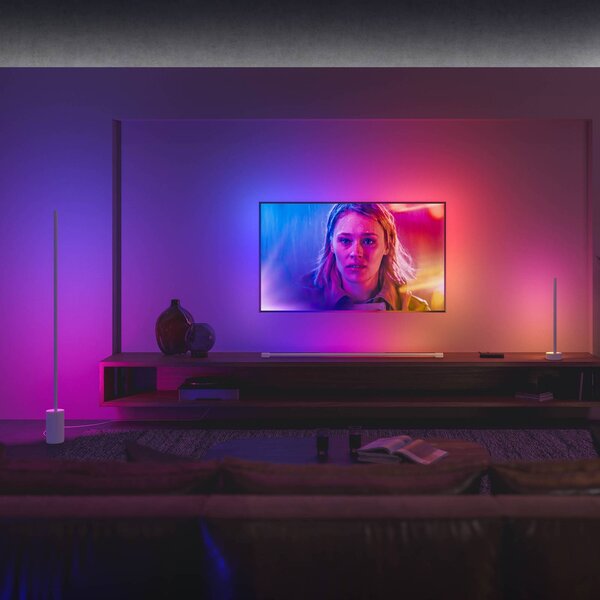 Philips Hue Gradient Signe lampa stojąca LED biała Signe, możliwość ściemniania, biały / opal, salon / jadalnia, aluminium
