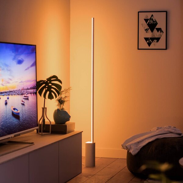 Philips Hue Gradient Signe lampa stojąca LED biała Signe, możliwość ściemniania, biały / opal, salon / jadalnia, aluminium