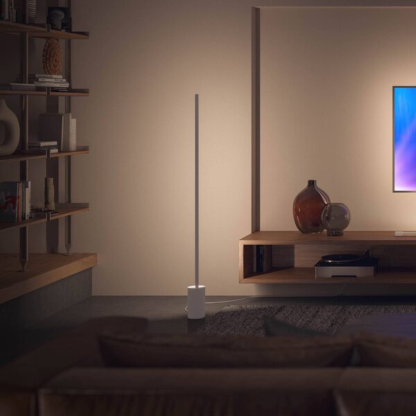 Philips Hue Gradient Signe lampa stojąca LED biała Signe, możliwość ściemniania, biały / opal, salon / jadalnia, aluminium