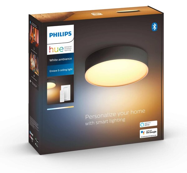 Philips Hue Inteligentna lampa sufitowa Hue, możliwość ściemniania, czarny, salon / jadalnia, metal, nowoczesny
