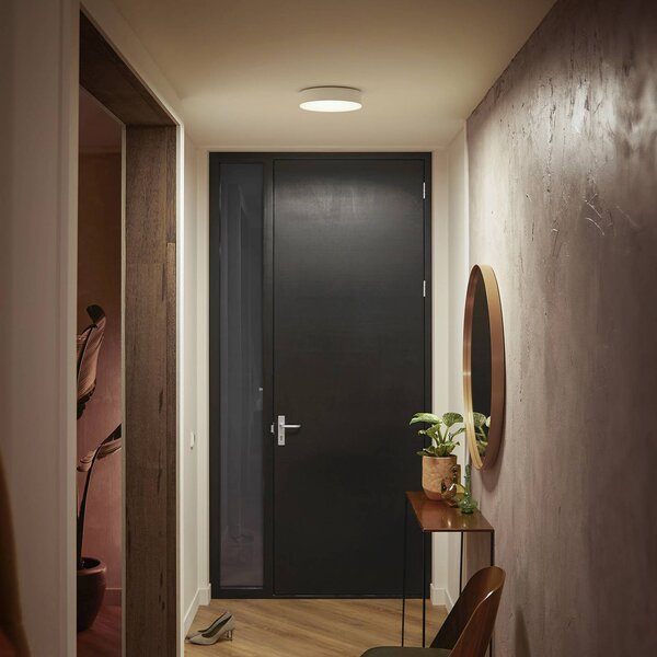 Philips Hue Inteligentna lampa sufitowa Hue, możliwość ściemniania, biały / opal, salon / jadalnia, metal, nowoczesny