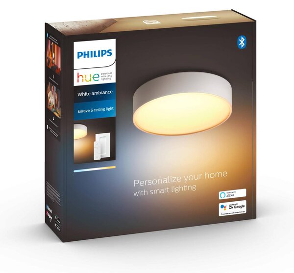 Philips Hue Inteligentna lampa sufitowa Hue, możliwość ściemniania, biały / opal, salon / jadalnia, metal, nowoczesny