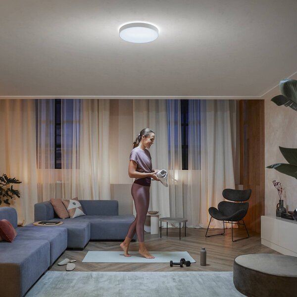 Philips Hue Inteligentna lampa sufitowa Hue, możliwość ściemniania, biały / opal, salon / jadalnia, metal, nowoczesny