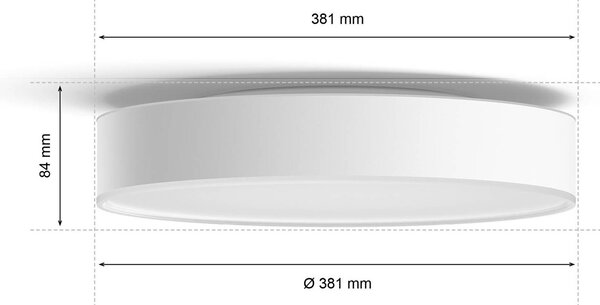 Philips Hue Inteligentna lampa sufitowa Hue, możliwość ściemniania, biały / opal, salon / jadalnia, metal, nowoczesny