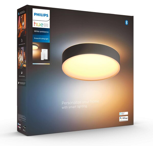 Philips Hue Inteligentna lampa sufitowa Hue, możliwość ściemniania, czarny, salon / jadalnia, metal, nowoczesny