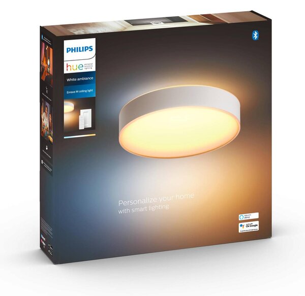 Philips Hue Inteligentna lampa sufitowa Hue, możliwość ściemniania, biały / opal, salon / jadalnia, metal, nowoczesny