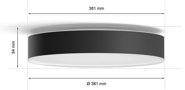 Philips Hue Inteligentna lampa sufitowa Hue, możliwość ściemniania, czarny, salon / jadalnia, metal, nowoczesny