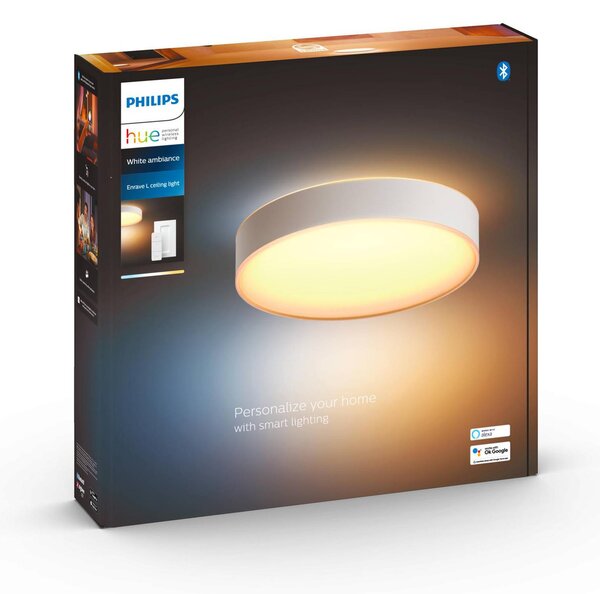 Philips Hue Inteligentna lampa sufitowa Hue, możliwość ściemniania, biały / opal, salon / jadalnia, metal, nowoczesny