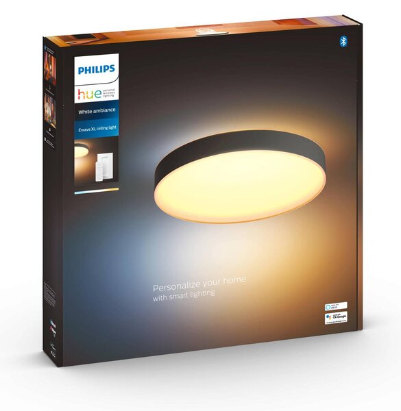 Philips Hue Inteligentna lampa sufitowa Hue, możliwość ściemniania, czarny, salon / jadalnia, metal, nowoczesny