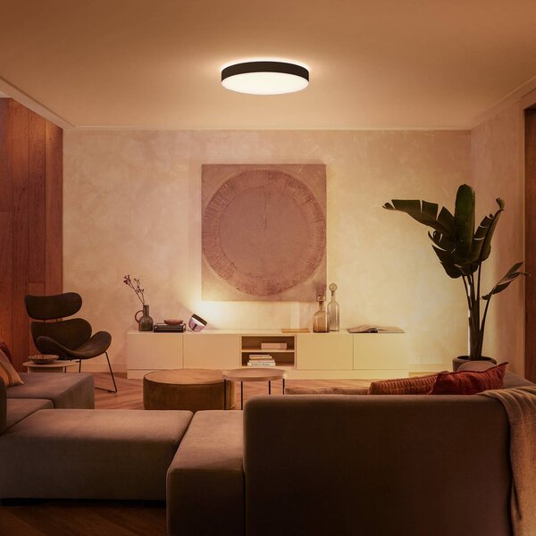 Philips Hue Inteligentna lampa sufitowa Hue, możliwość ściemniania, czarny, salon / jadalnia, metal, nowoczesny