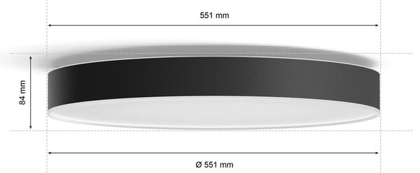 Philips Hue Inteligentna lampa sufitowa Hue, możliwość ściemniania, czarny, salon / jadalnia, metal, nowoczesny