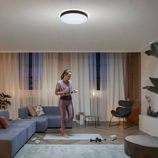 Philips Hue Inteligentna lampa sufitowa Hue, możliwość ściemniania, czarny, salon / jadalnia, metal, nowoczesny