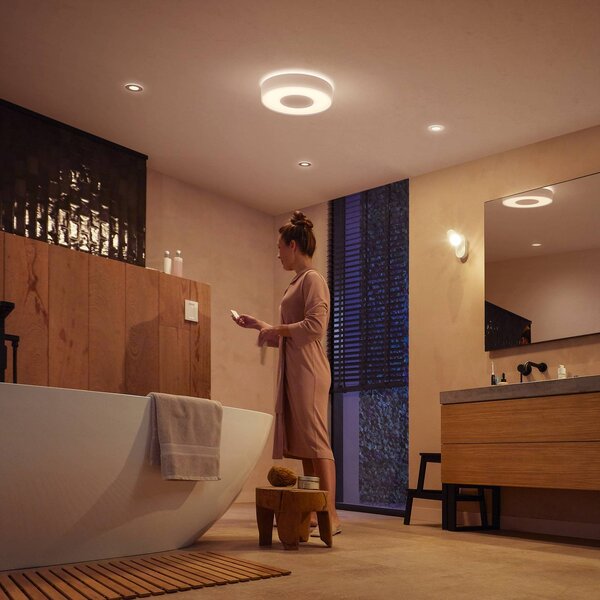 Philips Hue Inteligentna lampa sufitowa Hue, możliwość ściemniania, biały / opal, łazienka, metal, nowoczesny