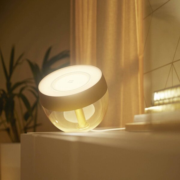 Philips Hue Iris WACA lampa stołowa LED, złota Iris, możliwość ściemniania, mosiężny / złoty, salon / jadalnia, tworzywo sztuczne, nowoczesny