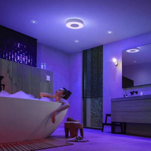 Philips Hue Inteligentna lampa sufitowa Hue, możliwość ściemniania, biały / opal, łazienka, metal, nowoczesny