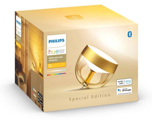 Philips Hue Iris WACA lampa stołowa LED, złota Iris, możliwość ściemniania, mosiężny / złoty, salon / jadalnia, tworzywo sztuczne, nowoczesny