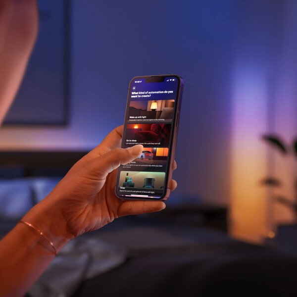 Philips Hue Lampa stojąca LED Gradient Signe Oak Oak, możliwość ściemniania, jasne drewno, salon / jadalnia, drewno, nowoczesny