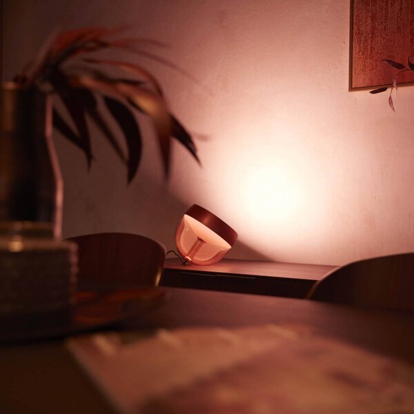 Philips Hue Iris WACA lampa stołowa LED, miedź Iris, możliwość ściemniania, miedziany, salon / jadalnia, tworzywo sztuczne, nowoczesny