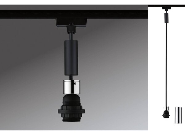 Paulmann URail 2Easy Basic lampa wisząca czarna Pendel, możliwość ściemniania, czarny, salon / jadalnia, metal, nowoczesny