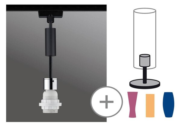 Paulmann URail 2Easy Basic lampa wisząca czarna Pendel, możliwość ściemniania, czarny, salon / jadalnia, metal, nowoczesny