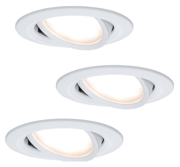 Paulmann 3 oprawy wpuszczane LED Coin Slim, biała, IP2 możliwość ściemniania, biały / opal, salon / jadalnia, aluminium