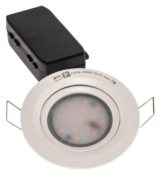 Paulmann 3 oprawy wpuszczane LED Coin Slim, biała, IP2 możliwość ściemniania, biały / opal, salon / jadalnia, aluminium