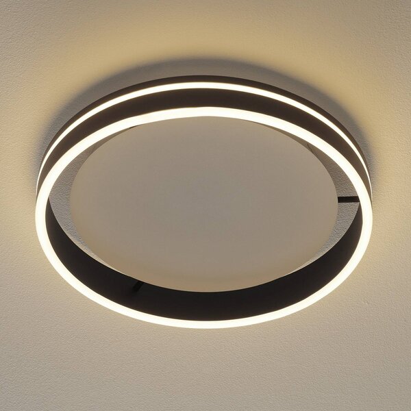 Q-Smart-Home Paul Neuhaus Q-VITO lampa sufitowa LED 40cm antracytowa Q-Vito, możliwość ściemniania, czarny, salon / jadalnia, metal, nowoczesny