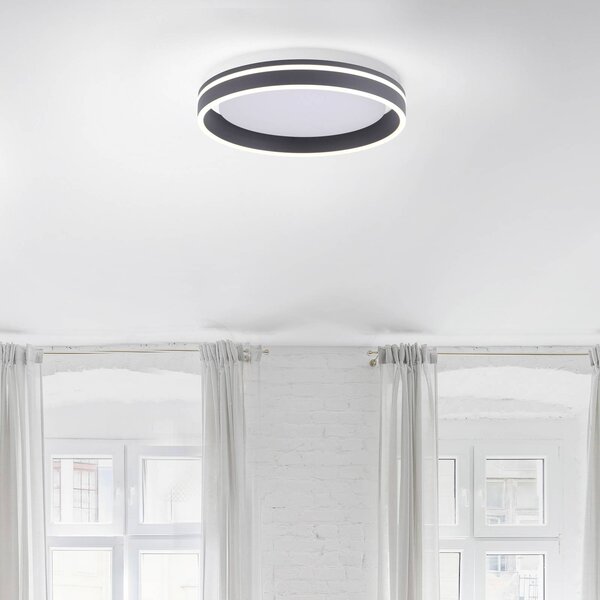 Q-Smart-Home Paul Neuhaus Q-VITO lampa sufitowa LED 40cm antracytowa Q-Vito, możliwość ściemniania, czarny, salon / jadalnia, metal, nowoczesny
