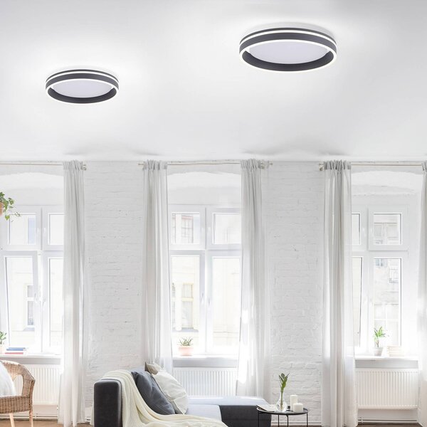 Q-Smart-Home Paul Neuhaus Q-VITO lampa sufitowa LED 40cm antracytowa Q-Vito, możliwość ściemniania, czarny, salon / jadalnia, metal, nowoczesny