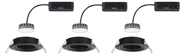 Paulmann Nova Plus Coin 3szt. IP23 2 700 K czarny Coin, możliwość ściemniania, czarny, przedpokój, aluminium, nowoczesny