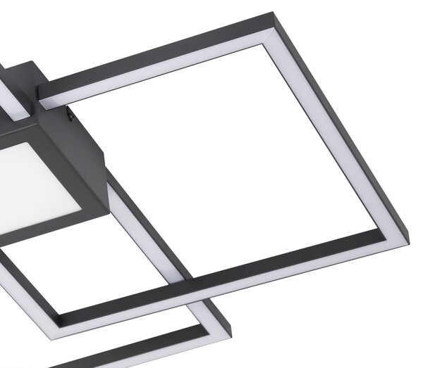 Lampa sufitowa LED Duetto Lindby, możliwość ściemniania, czarny, salon / jadalnia, aluminium, nowoczesny