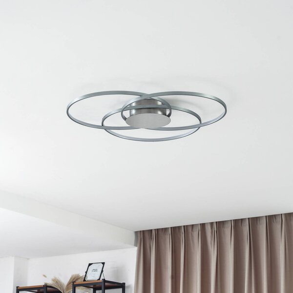 Lampa sufitowa LED Riley Lindby, możliwość ściemniania, aluminiowy / szary / cynkowy, salon / jadalnia, aluminium, nowoczesny