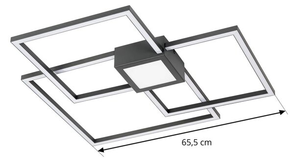 Lampa sufitowa LED Duetto Lindby, możliwość ściemniania, czarny, salon / jadalnia, aluminium, nowoczesny