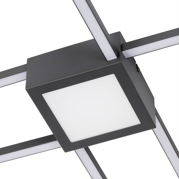Lampa sufitowa LED Duetto Lindby, możliwość ściemniania, czarny, salon / jadalnia, aluminium, nowoczesny