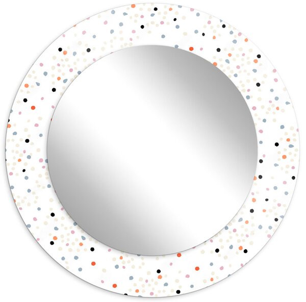 Białe okrągłe lustro w szklanej ramie w kropki - Tutori 9X