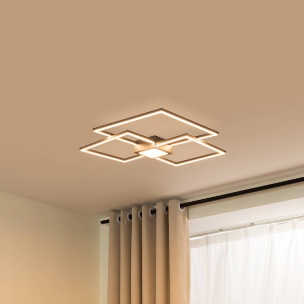 Lampa sufitowa LED Duetto Lindby, możliwość ściemniania, czarny, salon / jadalnia, aluminium, nowoczesny