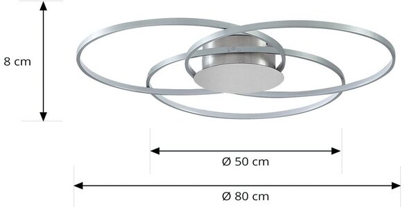 Lampa sufitowa LED Riley Lindby, możliwość ściemniania, aluminiowy / szary / cynkowy, salon / jadalnia, aluminium, nowoczesny