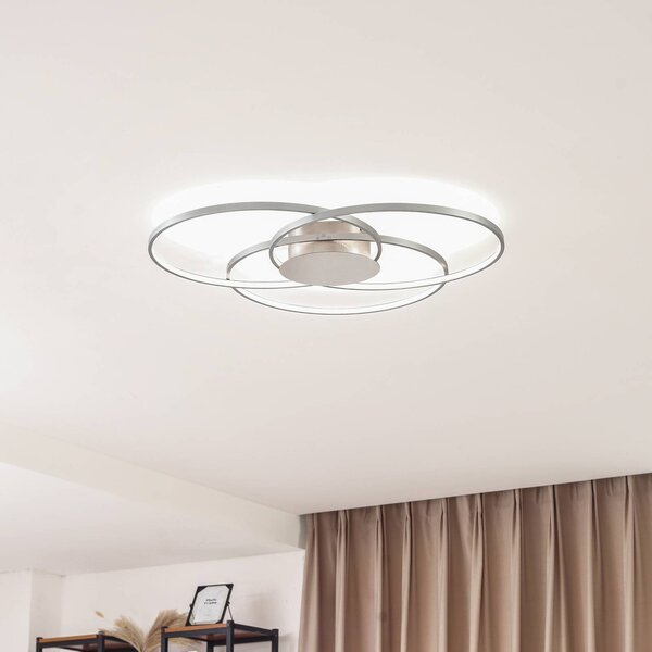 Lampa sufitowa LED Riley Lindby, możliwość ściemniania, aluminiowy / szary / cynkowy, salon / jadalnia, aluminium, nowoczesny
