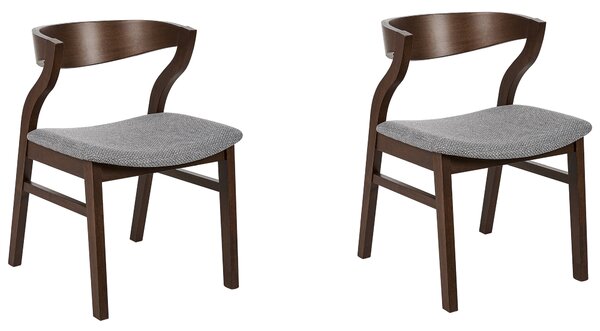 Zestaw 2 krzeseł do jadalni tapicerowane siedzisko ciemne drewno z szarym Maroa Beliani