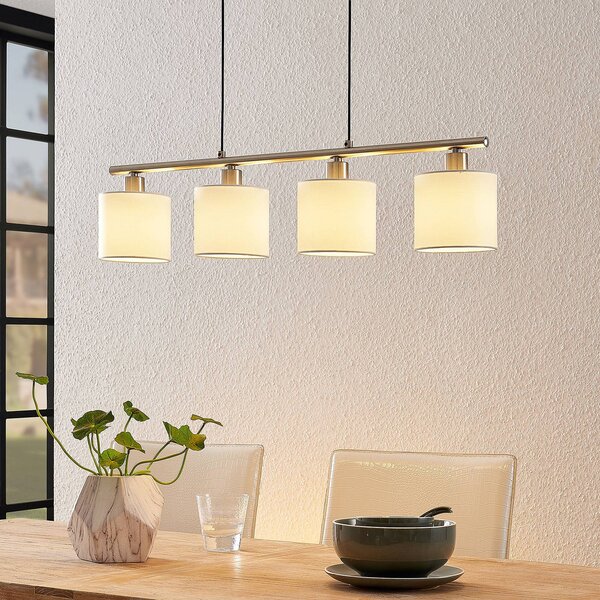 Lampa wisząca Stannis Lindby, możliwość ściemniania, biały / opal, salon / jadalnia, metal, nowoczesny