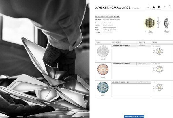 Slamp Lampa sufitowa designerska La Vie, możliwość ściemniania, biały / opal, salon / jadalnia, tworzywo sztuczne, design