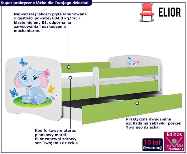 Zielone łóżko dziecięce ze stelażem 80x160 H9-B02