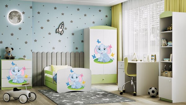 Zielone łóżko dziecięce ze stelażem 80x160 H9-B02
