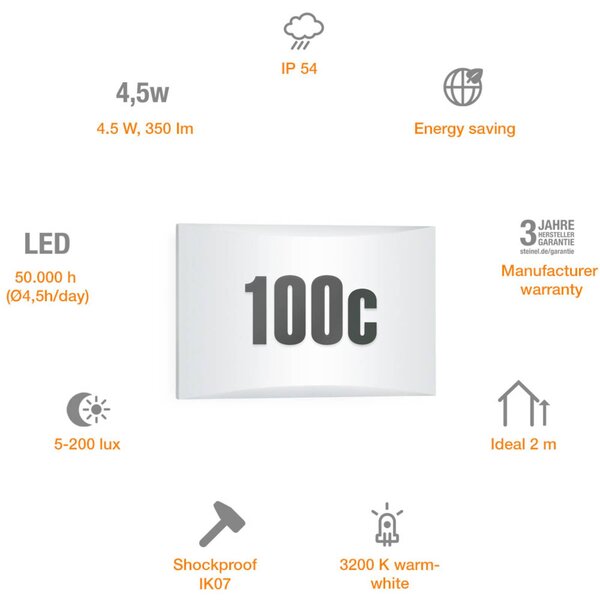 STEINEL L 1 N LED kinkiet z numerem domu IP54, biały / opal, tworzywo sztuczne, nowoczesny
