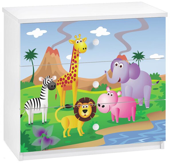 Komoda dziecięca z szufladami safari - Happy 10X