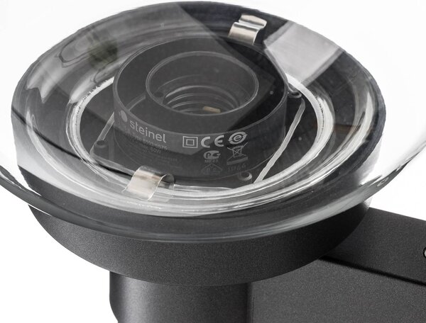 STEINEL Lampa zewnętrzna z czujnikiem ruchu L 115 S, czarny, szkło