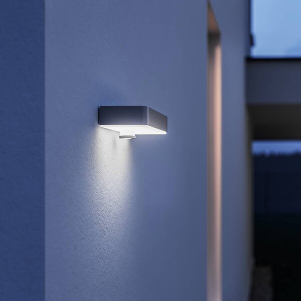 STEINEL Kinkiet zewnętrzny LED XSolar SOL-O S z czujnikiem, kolor antracytowy, aluminiowy / szary / cynkowy, tworzywo sztuczne, nowoczesny