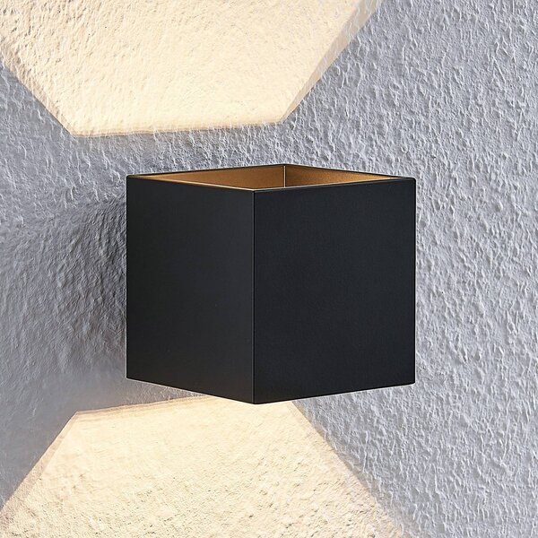 Kinkiet Mirza Lindby, możliwość ściemniania, czarny, salon / jadalnia, aluminium, nowoczesny