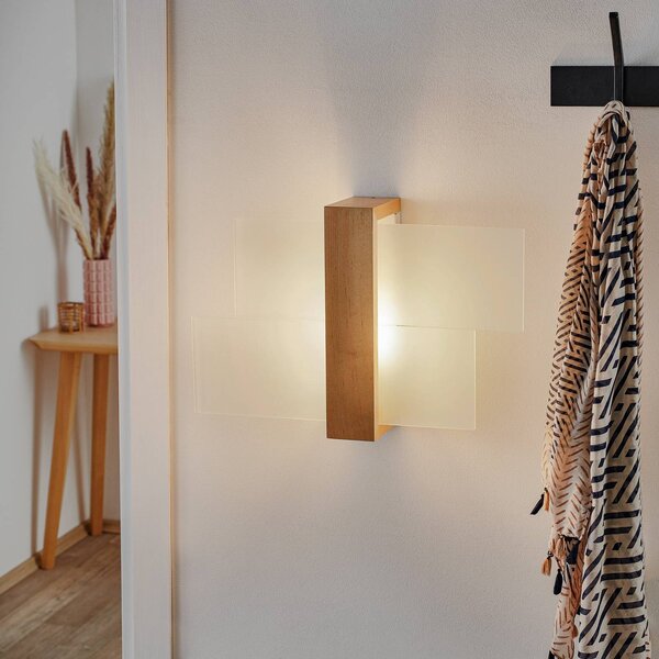 Kinkiet Shifted 1 SOLLUX LIGHTING, możliwość ściemniania, jasne drewno, salon / jadalnia, szkło, nowoczesny