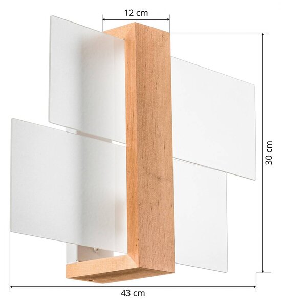 Kinkiet Shifted 1 SOLLUX LIGHTING, możliwość ściemniania, jasne drewno, salon / jadalnia, szkło, nowoczesny